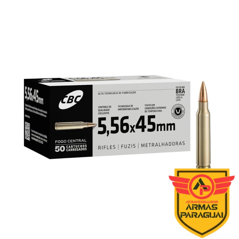 Munição CBC 5.56×45 Comum M193 55GR – CX 50un